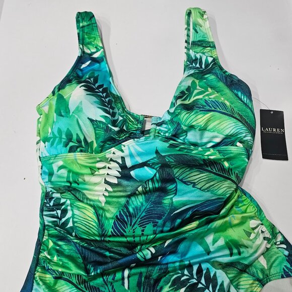 Lauren Ralph Lauren Tropical Printed Square-Ring One-Piece Swimsuit - Picture 6 of 12